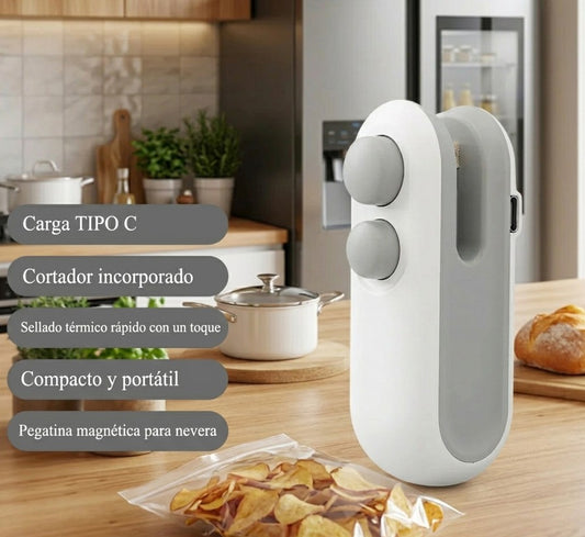 Mini sellador + cortador de bolsas portátil 2 en 1