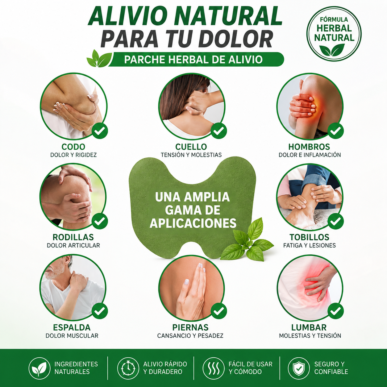 Parches para articulaciones (rodilla, espalda, cuello y tobillos) PACK X 5 (50 parches)