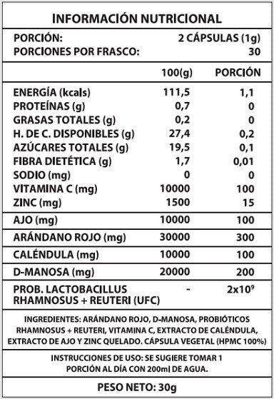 Probiótico Vaginal Uro Natural 60 Cápsulas 1000mg