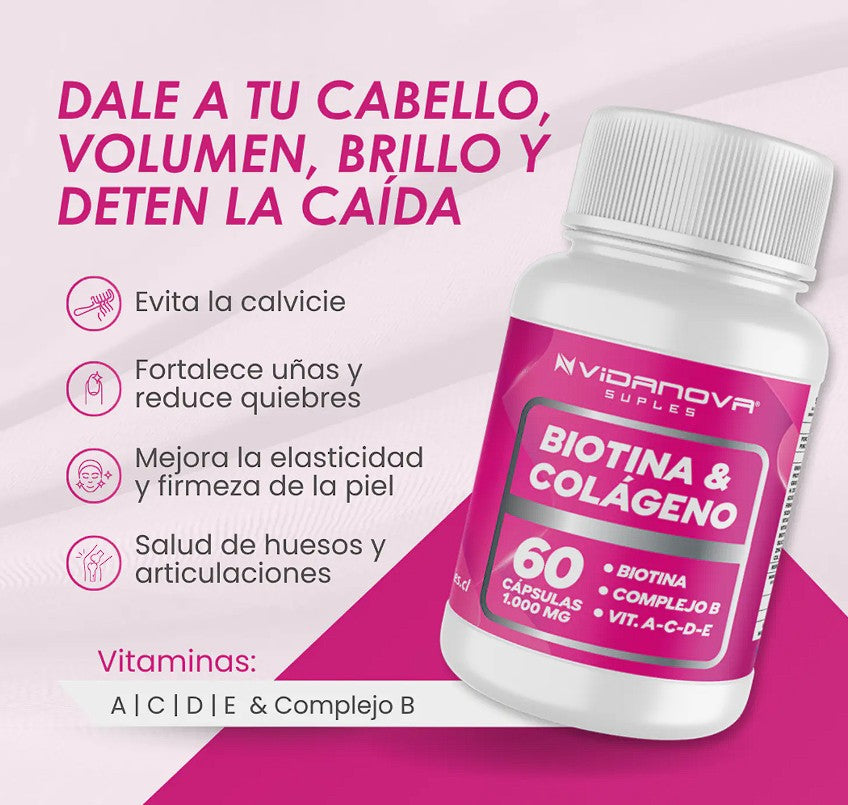 BIOTINA + COLÁGENO 1000MG 60CAPS