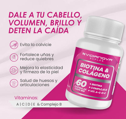 BIOTINA + COLÁGENO 1000MG 60CAPS