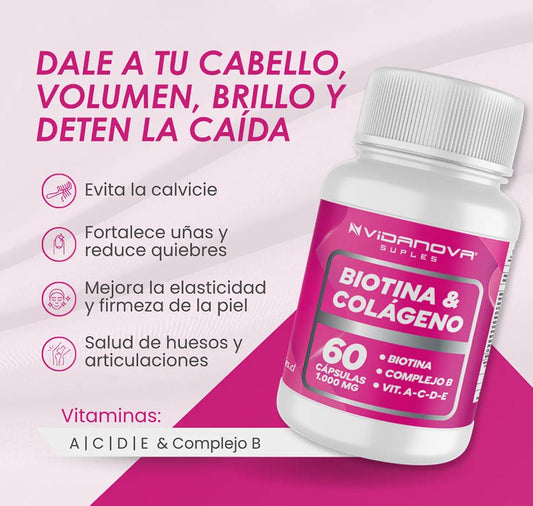 BIOTINA + COLÁGENO 1000MG 60CAPS