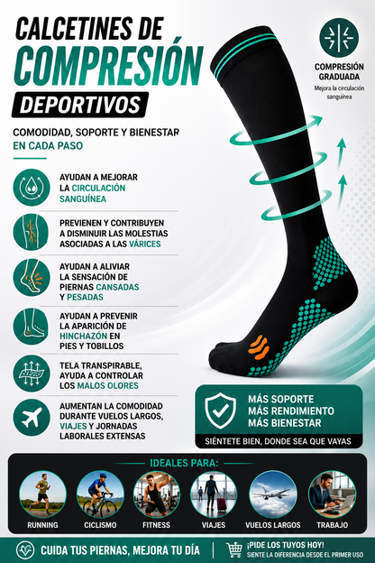 Calcetines Largos de Compresión (Mejora La Circulación)